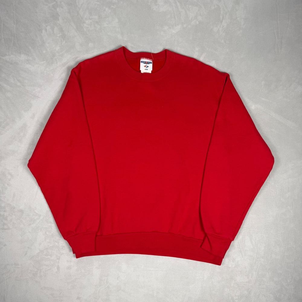 90s Mens Jerzees NuBlend Blank Crewneck Sweatshirt Red Basic M